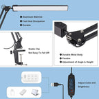 Desk Lamp LED Folding Metal Clip Dimmable Adjustable