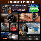 Military Smart Watch with 1400mAh Bluetooth Call (Brown Leather)