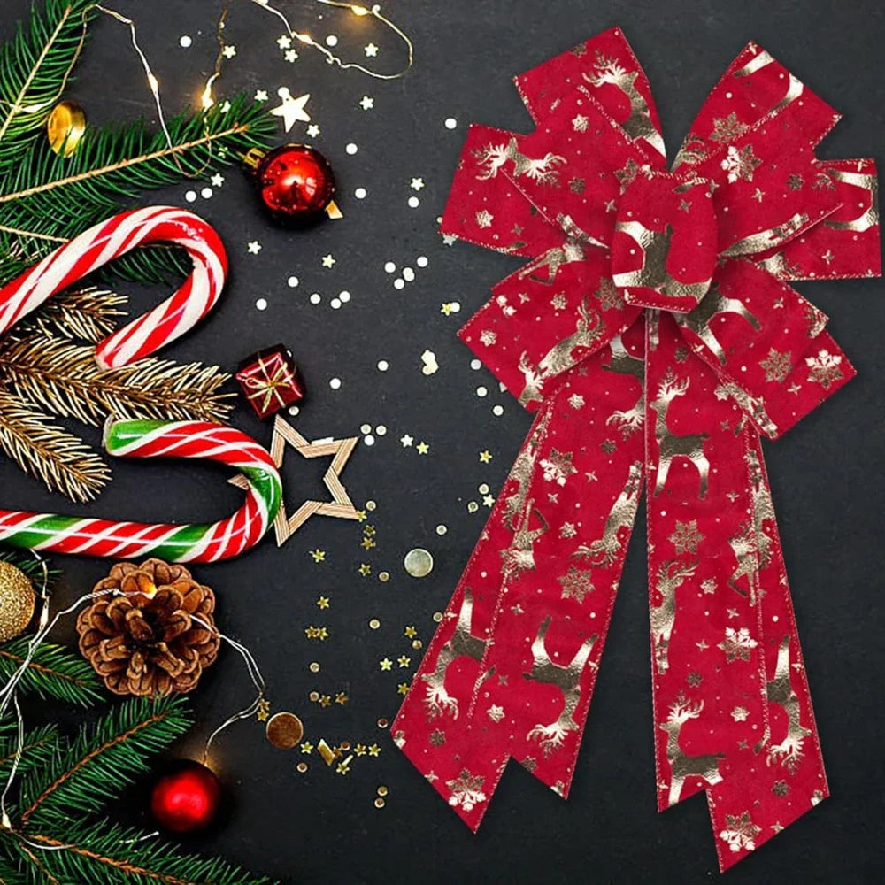 Christmas Wreath with Red Velvet Bow Decoration