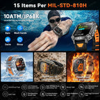 Military Smart Watch with 1400mAh Bluetooth Call (Black Steel 2A)