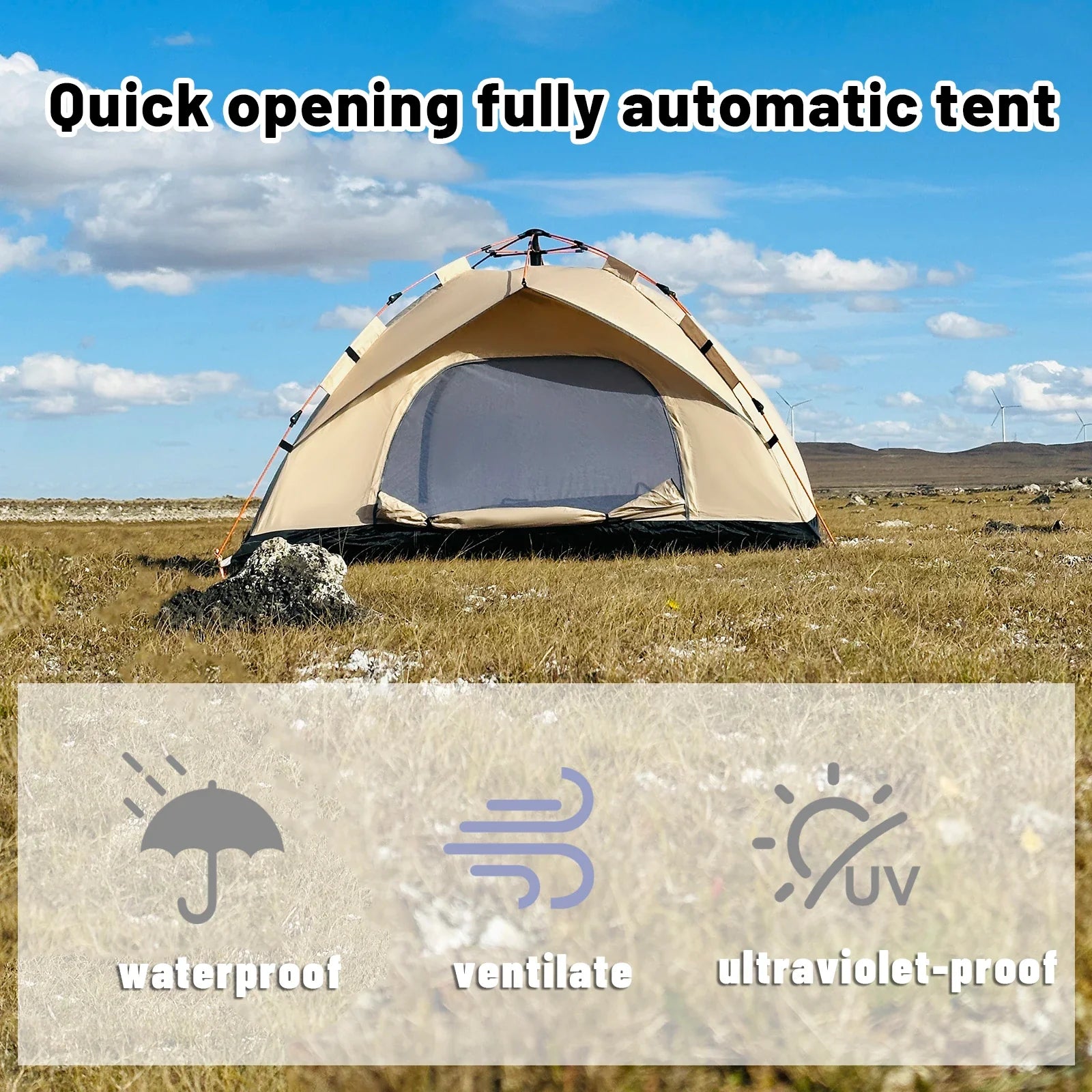 Tent Automatic Outdoor Quick-Opening 4-Person Waterproof Shelter