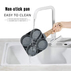 Frying Pan Non Stick Four Hole Omelet Wooden Handle