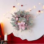 Christmas Wreath with Pink Rattan Pinecone Decoration