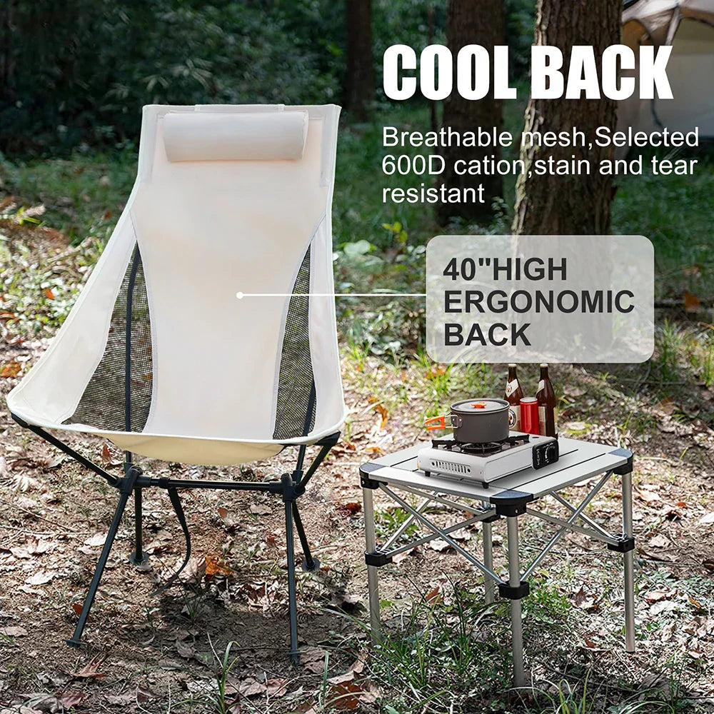 Camping Chair Folding Portable Lightweight Aluminum Headrest