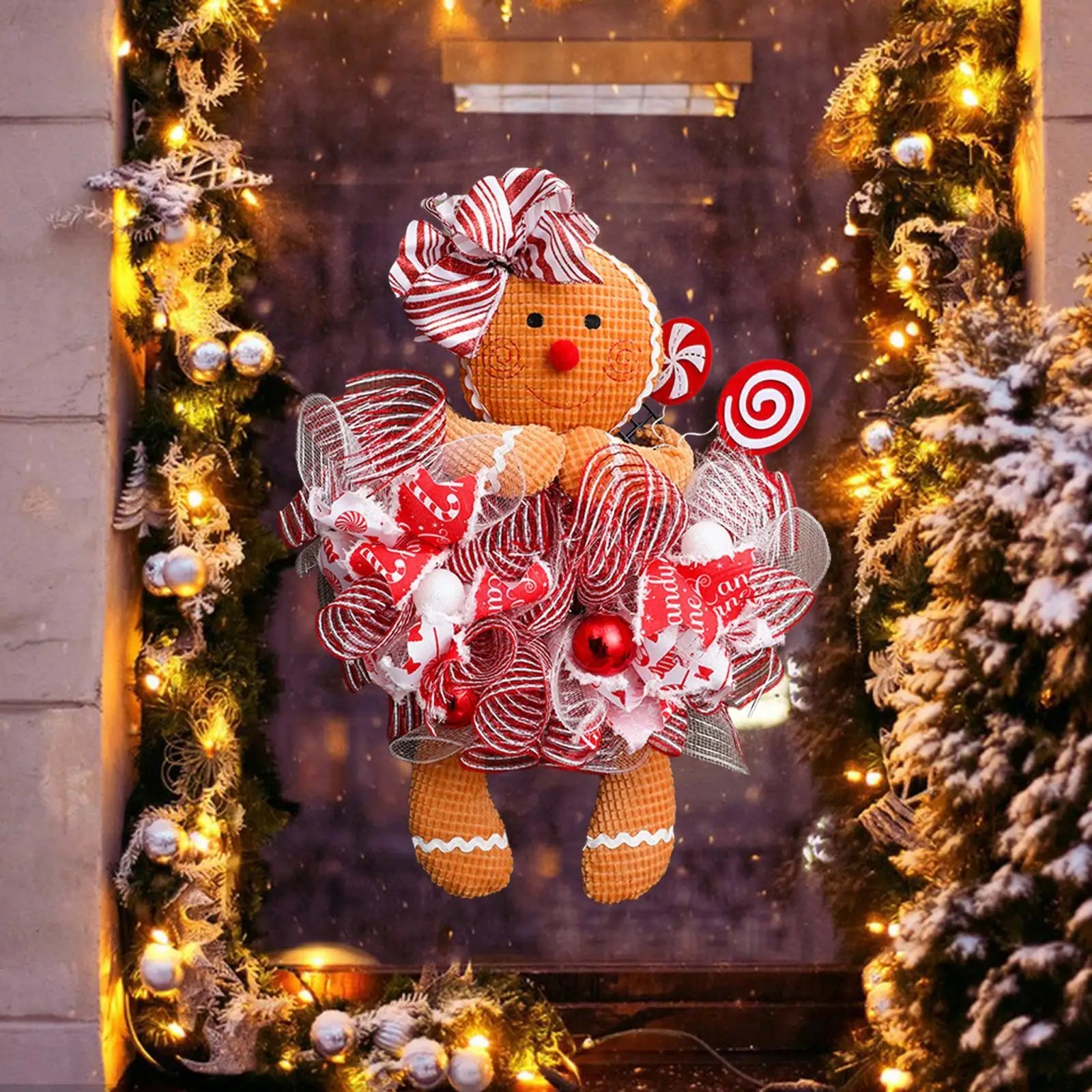 Christmas Wreath with Gingerbread Man for Decoration