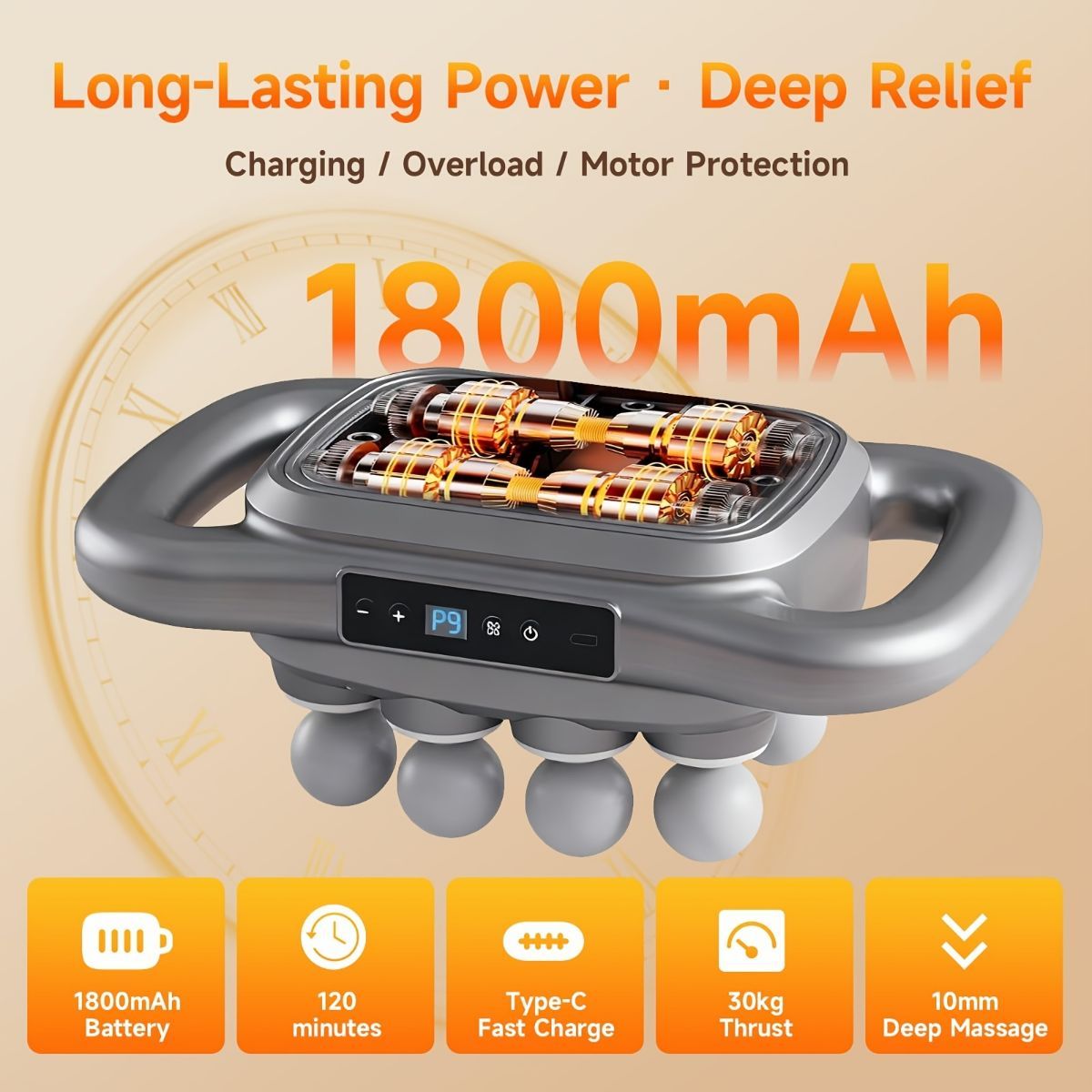 16-head massage gun, deep-tissue massager, electric massage tool, 9 modes, 9 intensity levels, quiet muscle massager, body muscle massage, percussion massager, muscle recovery, self-care - Starry-sky color - Size Sixteen pieces