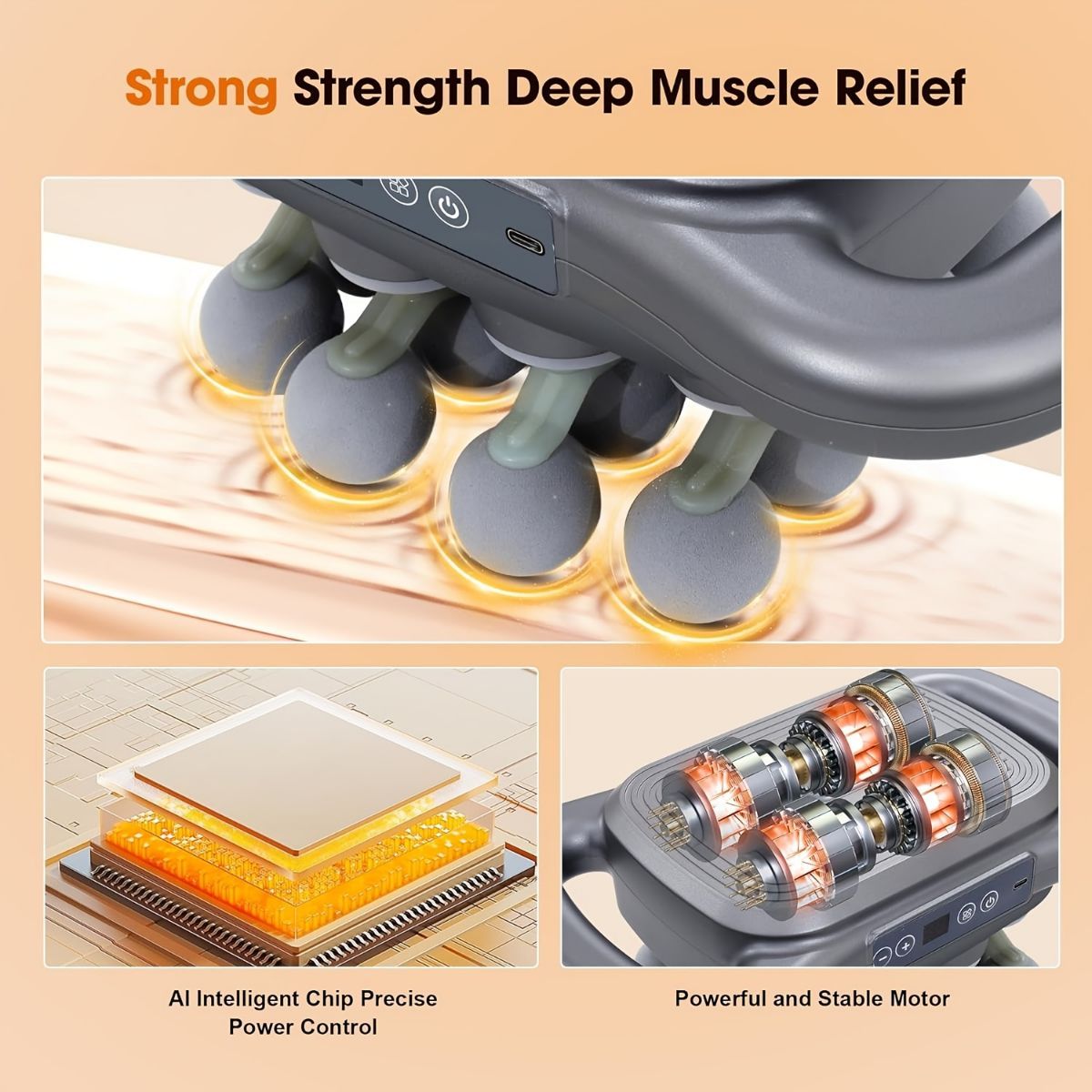 16-head massage gun, deep-tissue massager, electric massage tool, 9 modes, 9 intensity levels, quiet muscle massager, body muscle massage, percussion massager, muscle recovery, self-care - Starry-sky color - Size Sixteen pieces