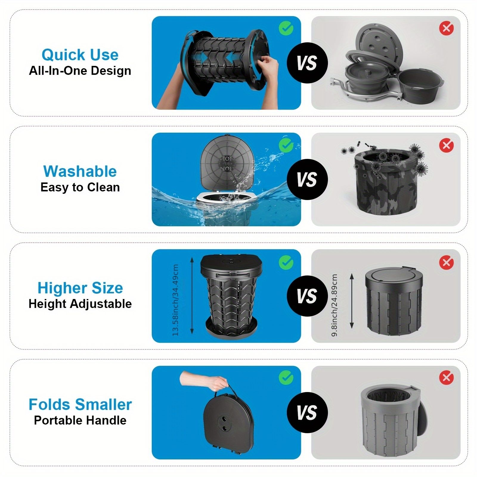 Black collapsible camping toilet, portable outdoor toilet, camping furniture Australia, lightweight camping gear, compact toilet for travel, camping sanitation solution