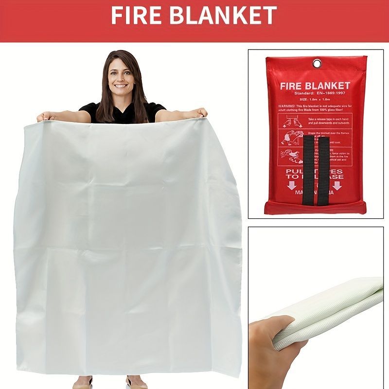 Fire Blanket Camping Safety Fire Resistant Blanket Camping Gear Australia Home - White - Size 3pcs-1M-1M