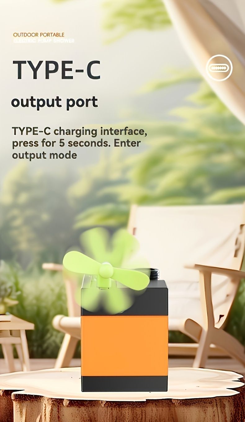 portable electric water heater, camping shower, travel shower, car shower, pet bathing heater, 36V USB charging, fast-heating water heater, outdoor shower, caravan shower, Australia camping - Orange - Size 5000amh