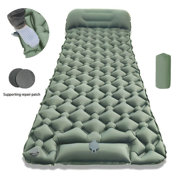 Camping Inflatable Mattress Breathable Camping Mattress Nylon Fabric Inflatable - Cyan - Size 190cm