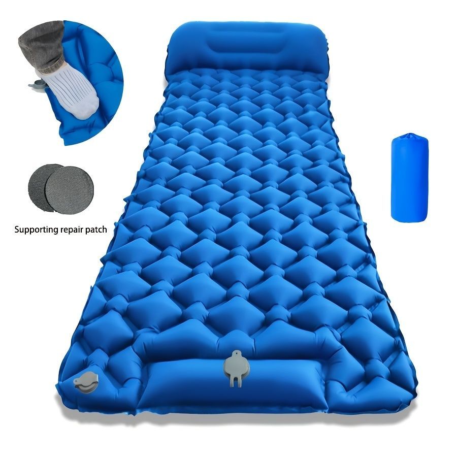 Camping Inflatable Mattress Breathable Camping Mattress Nylon Fabric Inflatable - Navy - Size 190cm