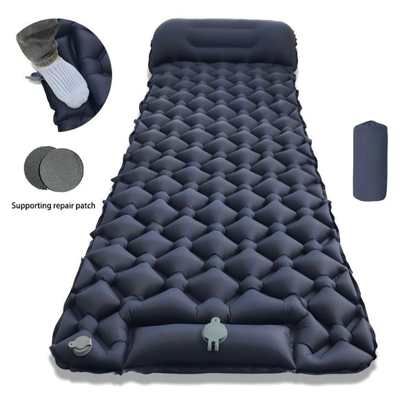 Camping Inflatable Mattress Breathable Camping Mattress Nylon Fabric Inflatable - navy blue - Size 190cm