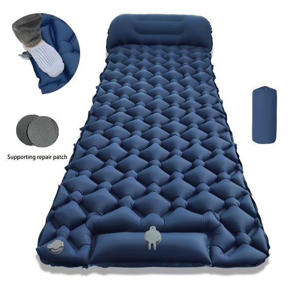 Camping Inflatable Mattress Breathable Camping Mattress Nylon Fabric Inflatable - Navy - Size 190cm