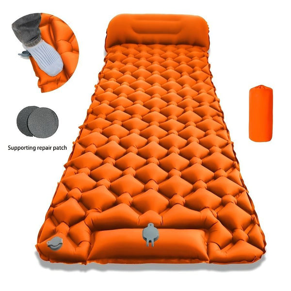 Camping Inflatable Mattress Breathable Camping Mattress Nylon Fabric Inflatable - Orange - Size 190cm