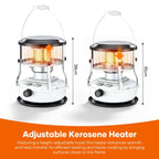 Portable Kerosene Heater Lift-Up Heater Indoor Outdoor Heater Camping Heater - White - Size set