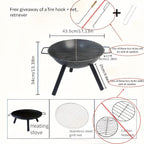 Outdoor Fire Pit Charcoal Fire Pit Camping Fire Pit Backyard Fire Pit Grilling - Black - Size set