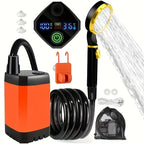 Portable Outdoor Shower Self-Priming Shower Rechargeable Shower Pump Camping - Black - Size 6000amh