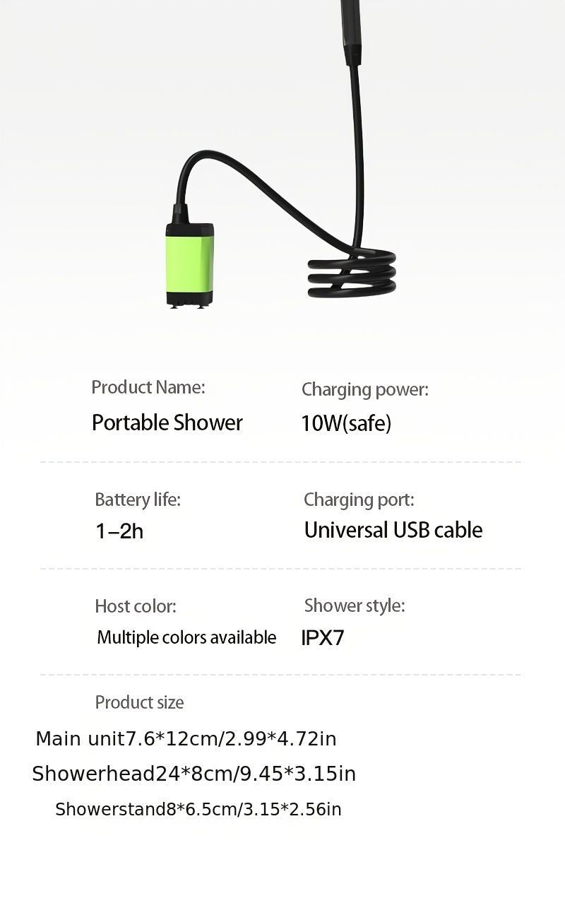 Portable Outdoor Shower Self-Priming Shower Rechargeable Shower Pump Camping - Black - Size 6000amh