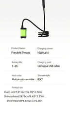 Portable Outdoor Shower Self-Priming Shower Rechargeable Shower Pump Camping - Black - Size 6000amh