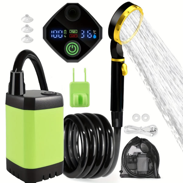 Portable Outdoor Shower Self-Priming Shower Rechargeable Shower Pump Camping - Green - Size 6000amh