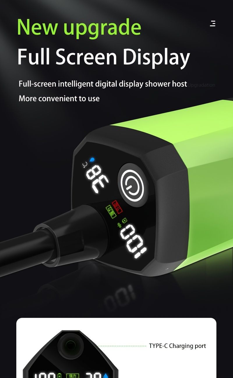 Portable Outdoor Shower Self-Priming Shower Rechargeable Shower Pump Camping - Green - Size 6000amh