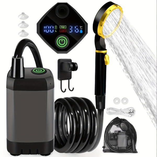Portable Outdoor Shower Self-Priming Shower Rechargeable Shower Pump Camping - Gray - Size 6000amh