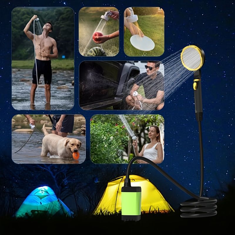 Portable Outdoor Shower Self-Priming Shower Rechargeable Shower Pump Camping - Gray - Size 6000amh