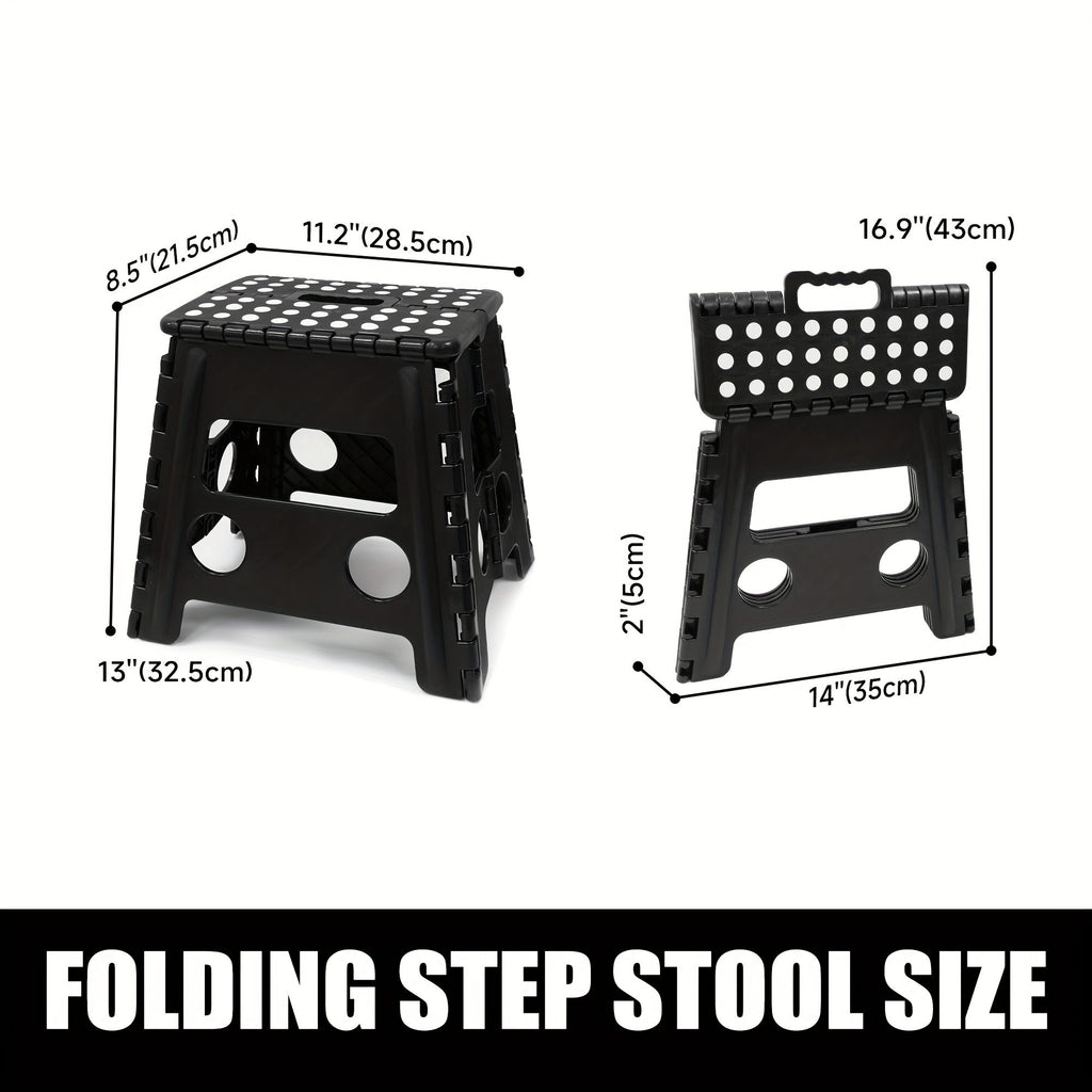 Black foldable camping stool, portable camping seat, lightweight outdoor furniture, durable stool for camping, compact camping gear