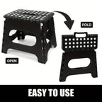 Black foldable camping stool, portable camping seat, lightweight outdoor furniture, durable stool for camping, compact camping gear