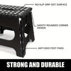 Black foldable camping stool, portable camping seat, lightweight outdoor furniture, durable stool for camping, compact camping gear