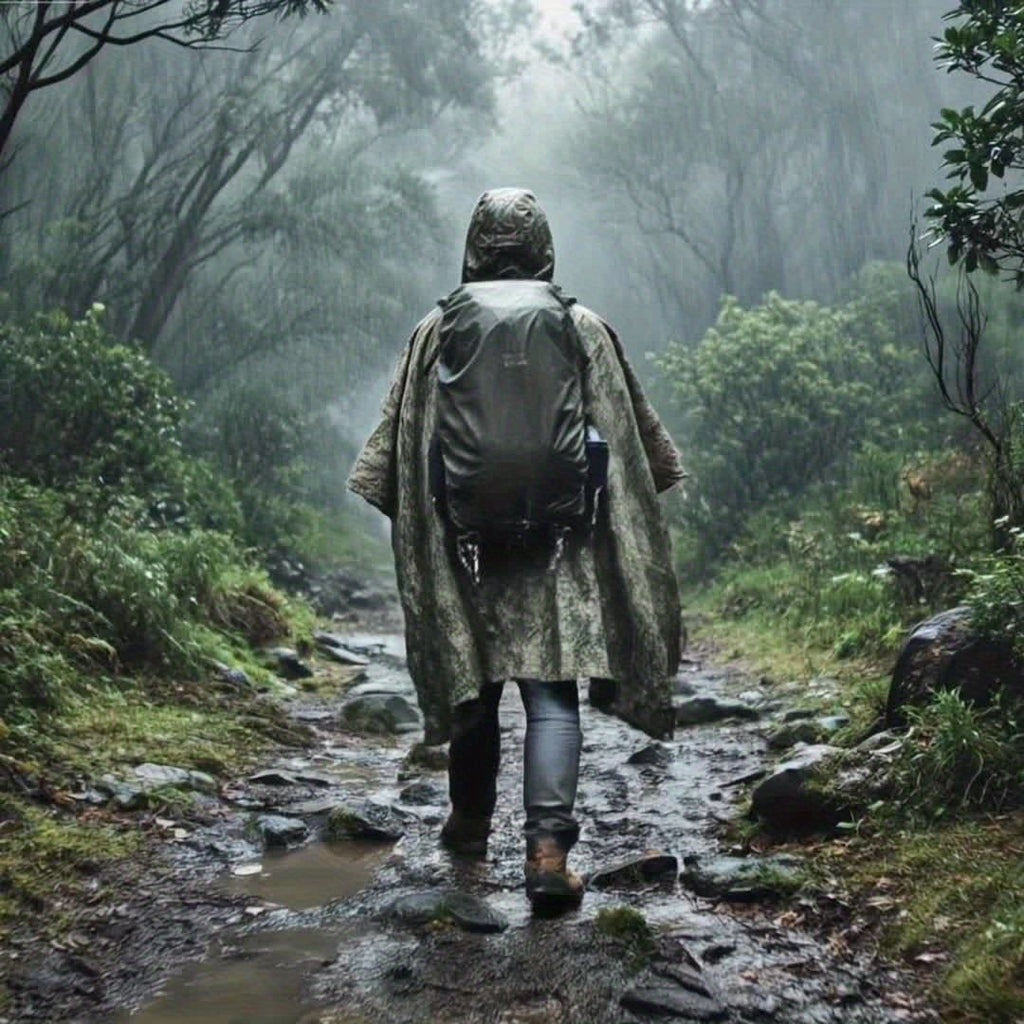 Camouflage 迷彩 Camouflage rain poncho, waterproof poncho Australia, outdoor rain gear, camping poncho, hiking poncho, bushwalking poncho, hunting poncho, emergency poncho