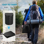 Black collapsible camping toilet, portable outdoor toilet, camping furniture Australia, lightweight camping gear, compact toilet for travel, camping sanitation solution