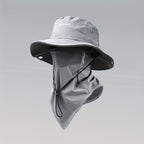 men's hat,wide-brim sun hat,two-piece hat,beach hat,hiking hat,outdoor work hat,foldable hat,unisex hat,face mask hat,breathable hat,Australian sun hat,mosquito protection hat - Black - Size Hats and masks