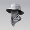 men's hat,wide-brim sun hat,two-piece hat,beach hat,hiking hat,outdoor work hat,foldable hat,unisex hat,face mask hat,breathable hat,Australian sun hat,mosquito protection hat - Gray - Size Hats and masks