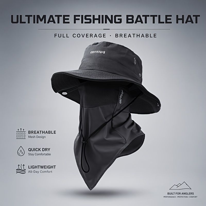 men's hat,wide-brim sun hat,two-piece hat,beach hat,hiking hat,outdoor work hat,foldable hat,unisex hat,face mask hat,breathable hat,Australian sun hat,mosquito protection hat - Gray - Size Hats and masks