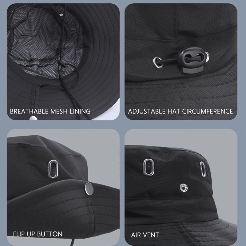 men's hat,wide-brim sun hat,two-piece hat,beach hat,hiking hat,outdoor work hat,foldable hat,unisex hat,face mask hat,breathable hat,Australian sun hat,mosquito protection hat - Gray - Size Hats and masks