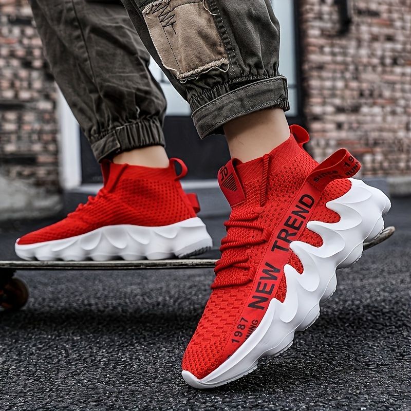 Men'S Casual Sneakers Trendy Shoes Men'S Footwear Comfortable Sneakers Stylish - Red - Size 43
