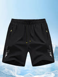 Men'S Athletic Shorts Gym Shorts Running Shorts Side Pocket Shorts Zippered - Black - Size L