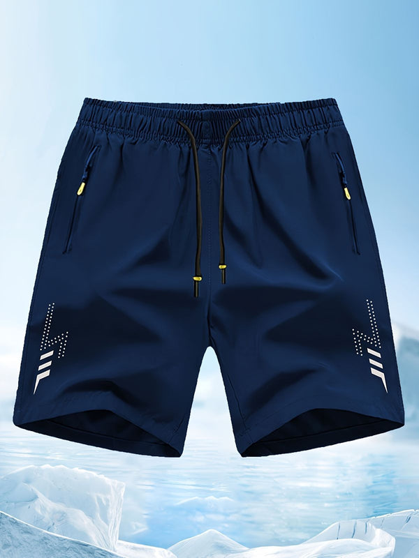 Men'S Athletic Shorts Gym Shorts Running Shorts Side Pocket Shorts Zippered - Cyan - Size M