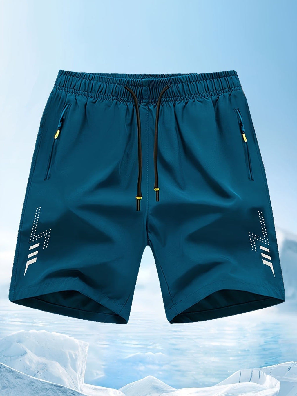 Men'S Athletic Shorts Gym Shorts Running Shorts Side Pocket Shorts Zippered - Cyan - Size S