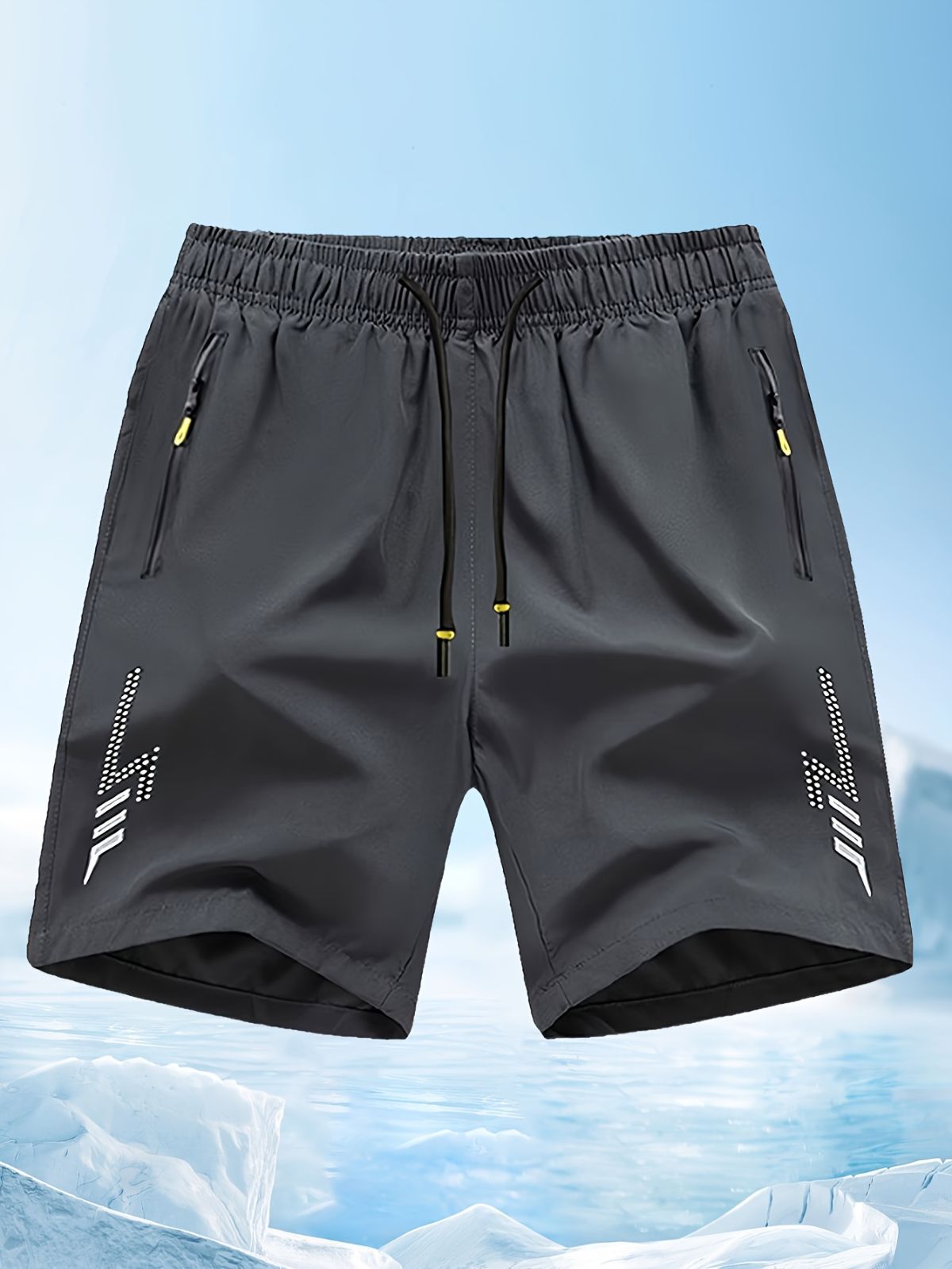Men'S Athletic Shorts Gym Shorts Running Shorts Side Pocket Shorts Zippered - Cyan - Size S