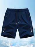 Men'S Athletic Shorts Gym Shorts Running Shorts Side Pocket Shorts Zippered - Cyan - Size XL