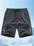 Men'S Athletic Shorts Gym Shorts Running Shorts Side Pocket Shorts Zippered - Gray - Size M