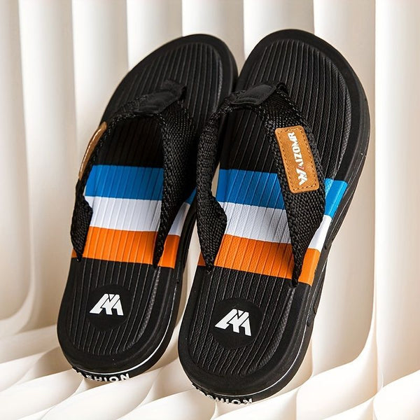 Men'S Flip-Flops Summer Sandals Thick-Soled Anti-Slip Anti-Odor Wear-Resistant - Black - Size 44
