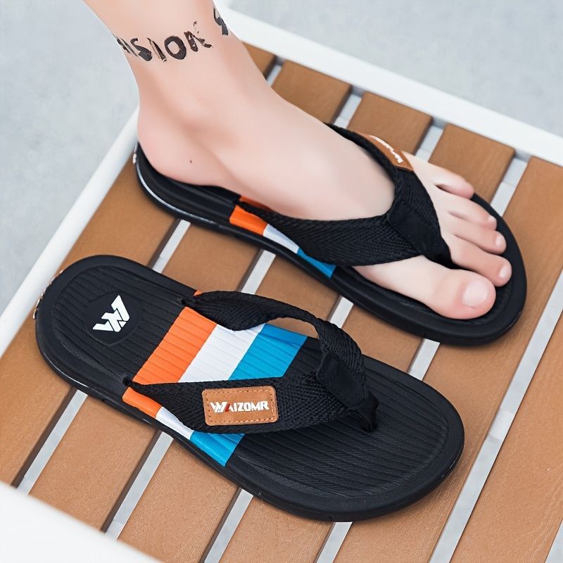 Men'S Flip-Flops Summer Sandals Thick-Soled Anti-Slip Anti-Odor Wear-Resistant - Khaki - Size 44
