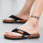 Men'S Flip-Flops Summer Sandals Thick-Soled Anti-Slip Anti-Odor Wear-Resistant - White - Size 39