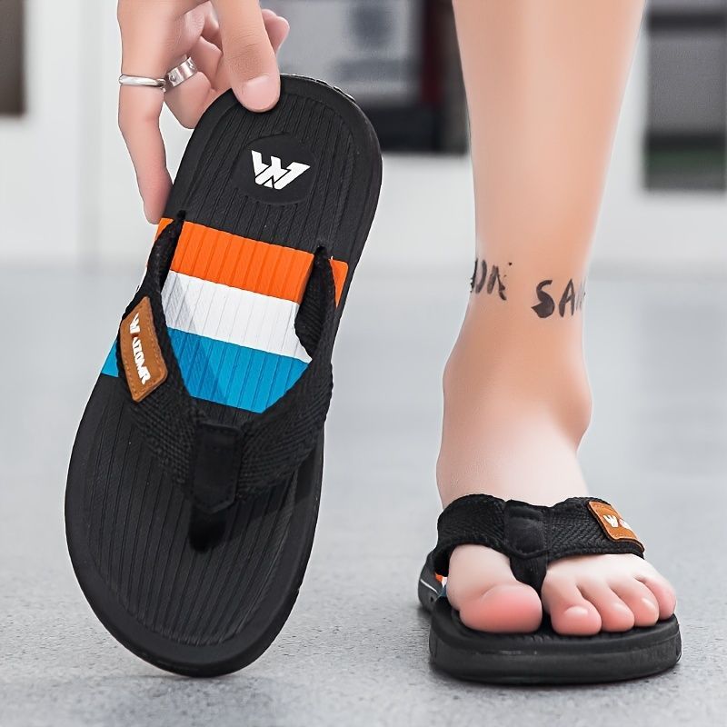 Men'S Flip-Flops Summer Sandals Thick-Soled Anti-Slip Anti-Odor Wear-Resistant - White - Size 41