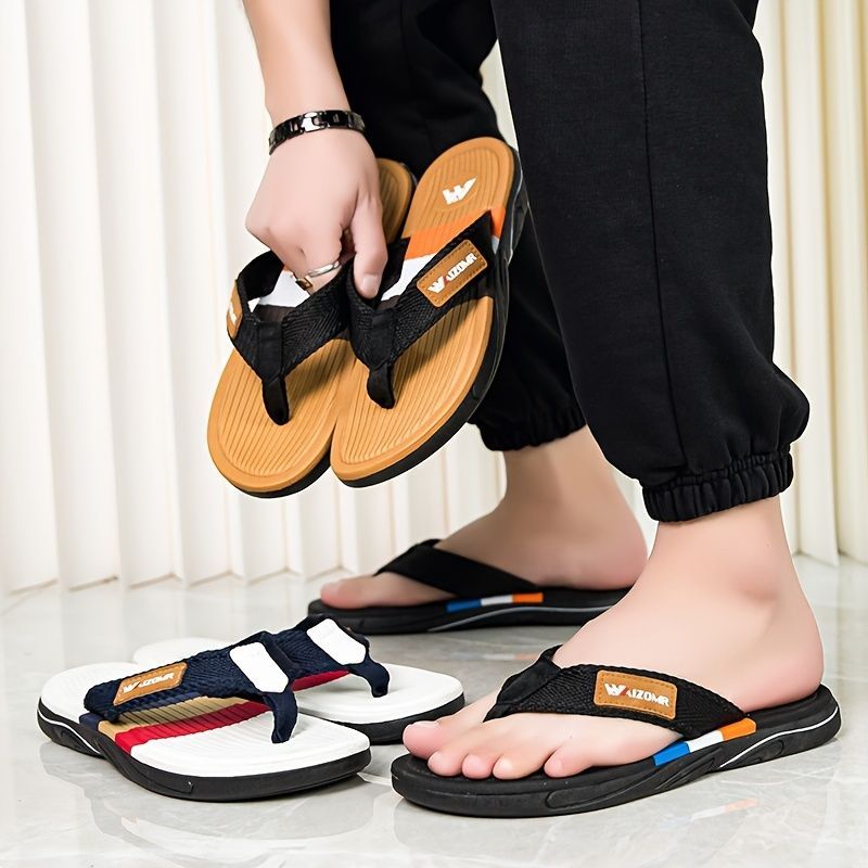 Men'S Flip-Flops Summer Sandals Thick-Soled Anti-Slip Anti-Odor Wear-Resistant - White - Size 41