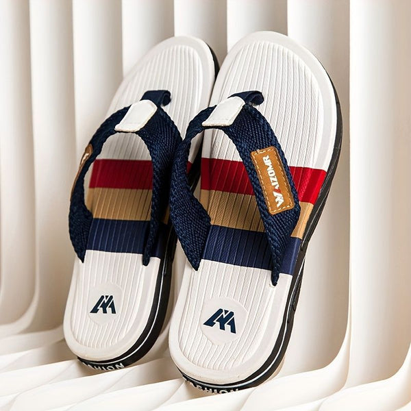 Men'S Flip-Flops Summer Sandals Thick-Soled Anti-Slip Anti-Odor Wear-Resistant - White - Size 43